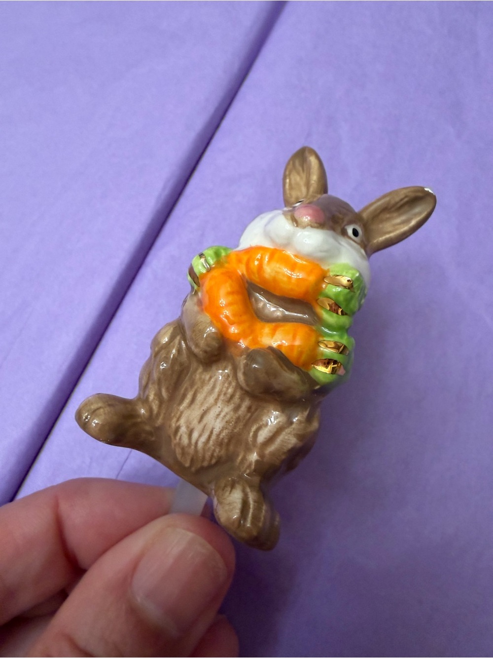 Nora Fleming Brown Bunny with Orange - ceramic - new!
